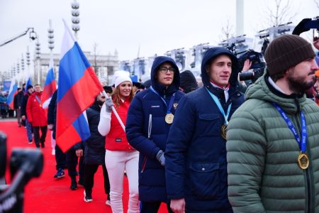 Открытии Аллеи славы  в парке ВДНХ